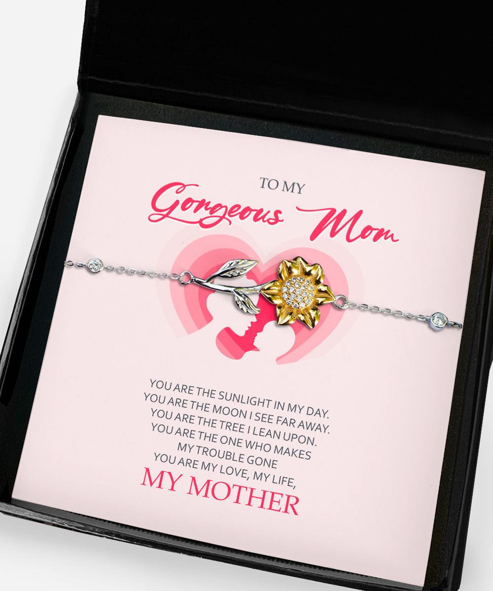 Mom Bracelet To My Gorgeous Mom You Are My Love My Life Sunflower Bracelet